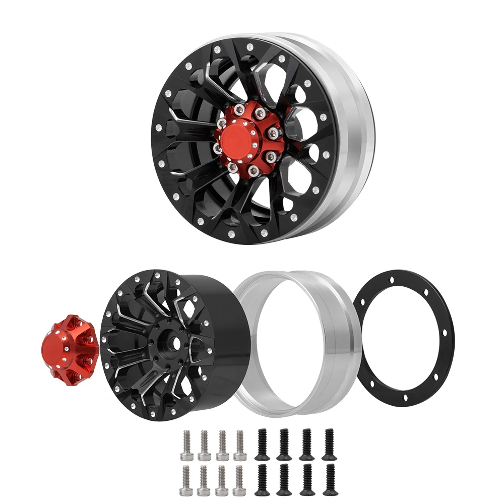 AXSPEED 4PCS 1.9 Beadlock Wheels Rims Metal Wheel Hub for 1/10 Axial SCX10 TAMIYA CC01 D90 D110 TRX4 TRX6 Upgrade Parts
