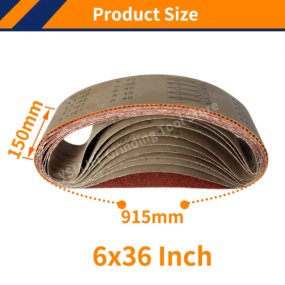 3PCS 6x36 Inch Abrasive Sanding Belts,40-1000 Grit Aluminum Oxide Sanding Belts for 915*150mm Belt sander,Wood,Metal.