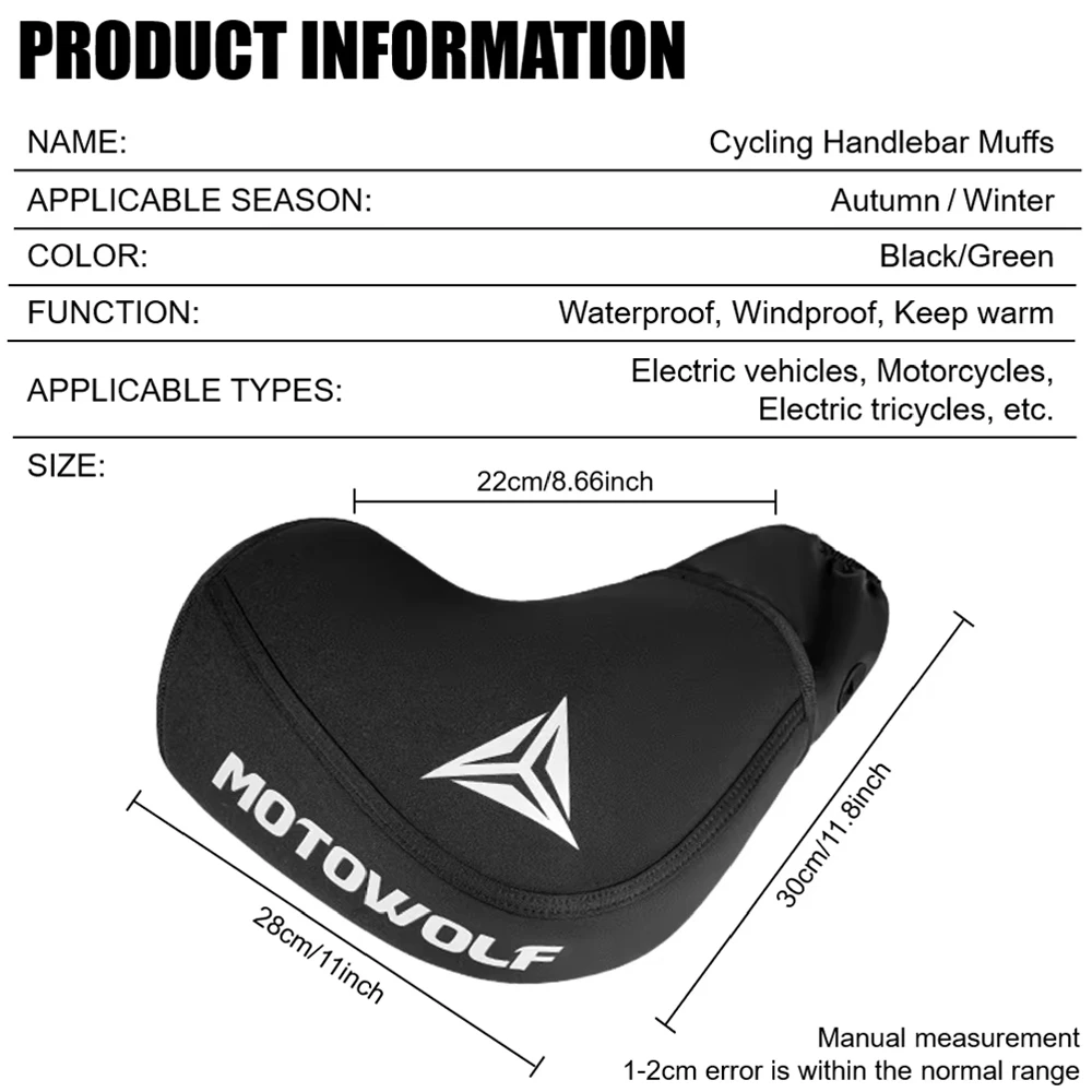 Motorcycle Scooter Bicycle Windproof Rainproof Winter Keep Warm Hot Protect Handlebar Handle Large Guard Cover Gloves