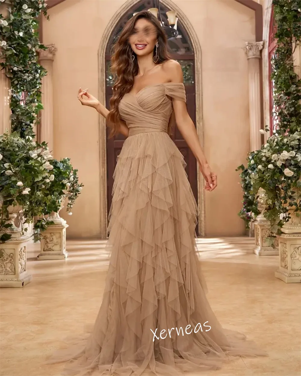 Customized Net Criss-Cross Pleat Ruffle Sweetheart Neck A-line Long Dresses Bespoke Occasion Wedding Party Gown Simple Elegant