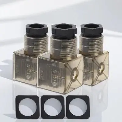 

3pcs 3 Prong Solenoid Connector Led Indicator Tea Color Junction Box For Din 43650 Hydraulic Valve Coil Plug Electrical