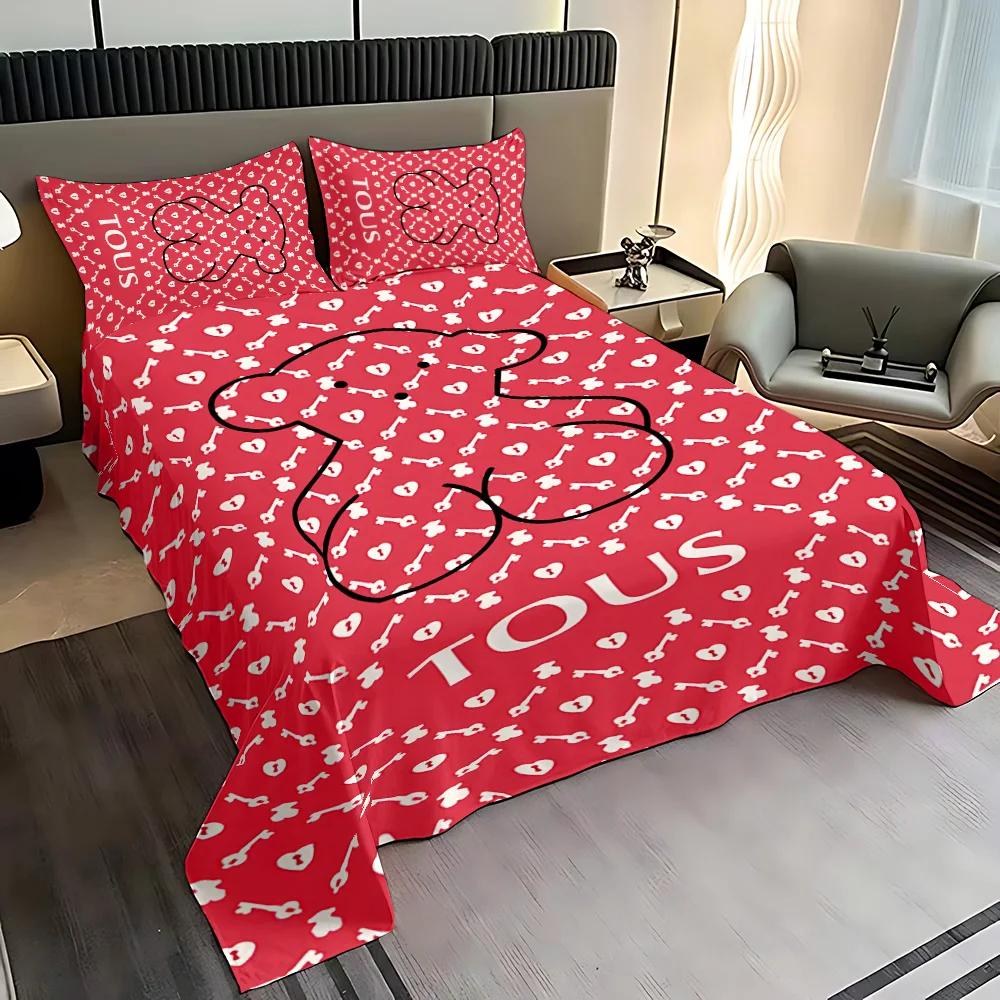 Luxury Fashion Bear Bedding Set Adult Children Bed Sheet With Pillowcase Droop Encirclement Mattress Cover T-TOUS Four Seasons