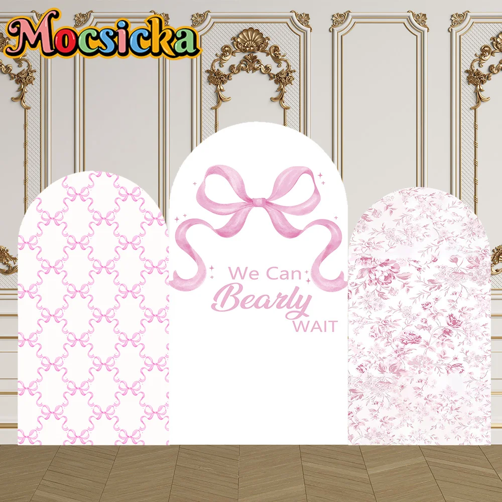 

Mocsicka 2-сторонний чехол для арки, розовая лента, мы можем ожидаться, украшение, фон для детского душа, арка, стена, детский первый день рождения, выпускной вечер