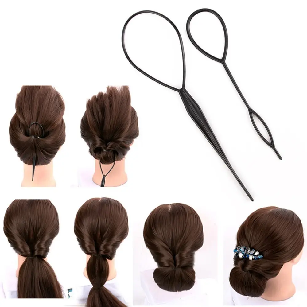 Accessories Hairstyle Tool Loop Tail Clip Hair Styling Pull Needle Styling Maker For Ponytail Pigtails Crochet Braids Hair