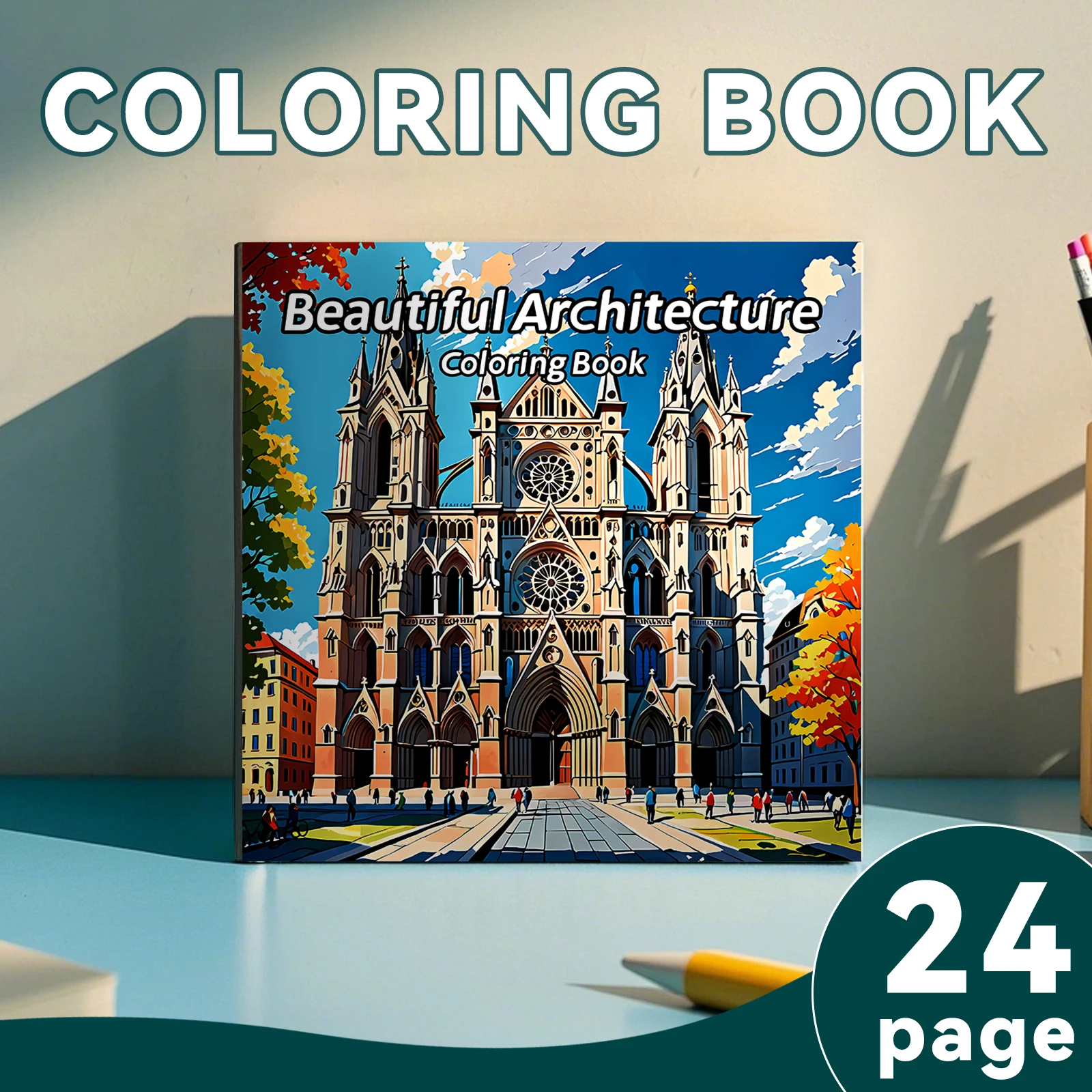 Adult Picture Book 24 Pages Beautiful Architecture Coloring Book Can Relax and Relieve Stress Graffiti Painting Drawing image 2