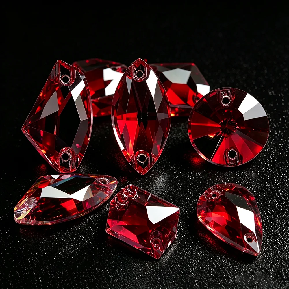 PUBRILEX Dunkle Siam-Strasssteine zum Aufnähen, Glaskristalle, flache Rückseite, runde Nähsteine, DIY-Bastelzubehör, Diamant für Taschen