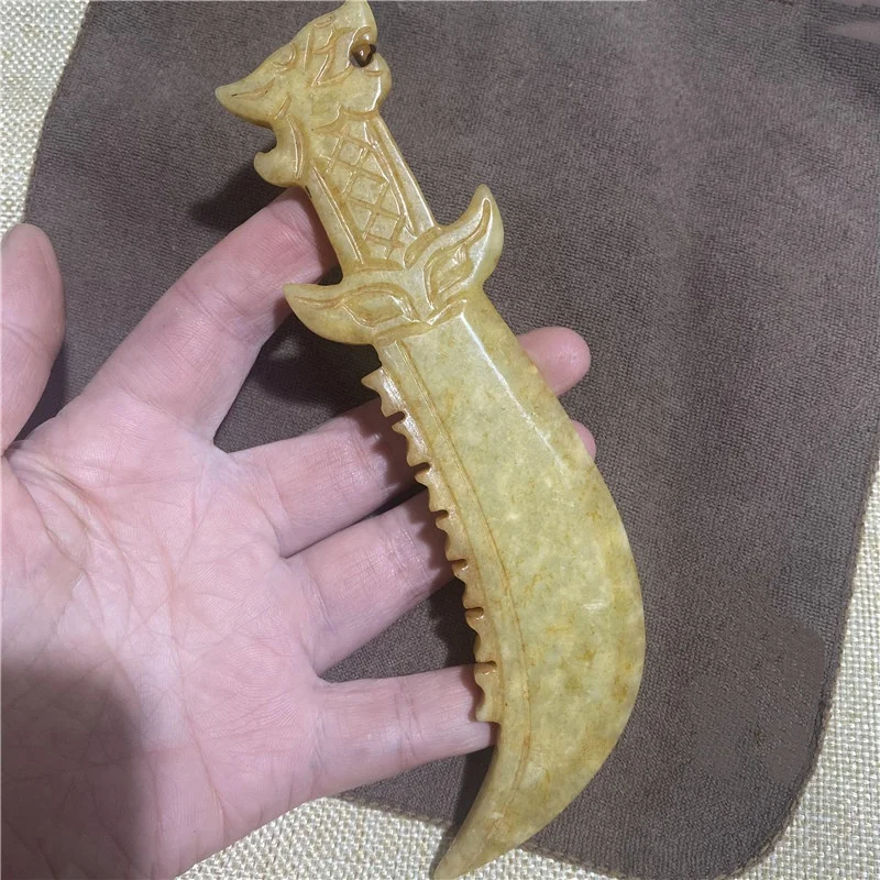 

Chinese Antique jade Xiuyu carved jade handle collection of handicrafts