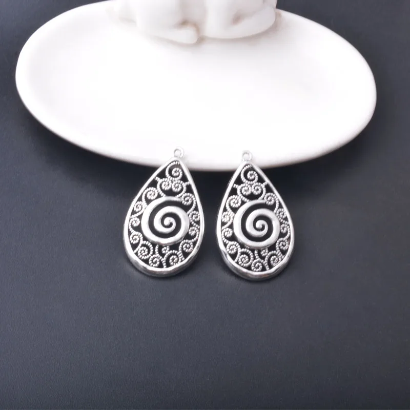 10 Stück/Set Ethnische Antike Silber- und Goldfarbene Anhänger für Schmuckherstellung, Geometrische Quadratische Ovale Boho-Anhänger für DIY Damenohrringe – Detail 6