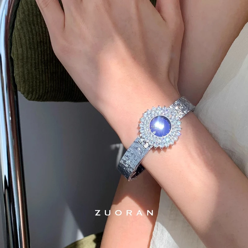 Luxury new exquisite sapphire blue women's watch fashion stainless steel waterproof temperament ladies watch relojes para mujer