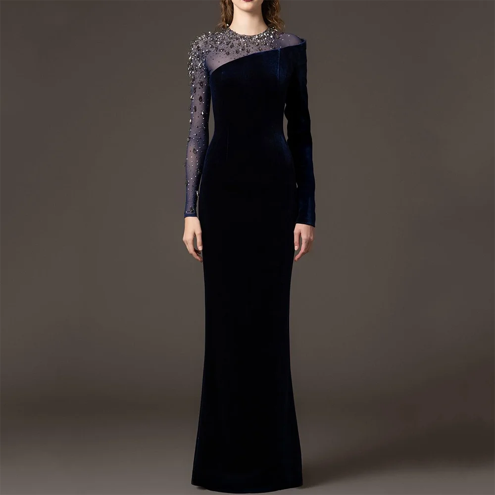 Customized O-Neck Long Evening Dresses Elegant Formal Occasion Prom Gowns Beading Mermaid 2026 Floor Length Prom Dresses