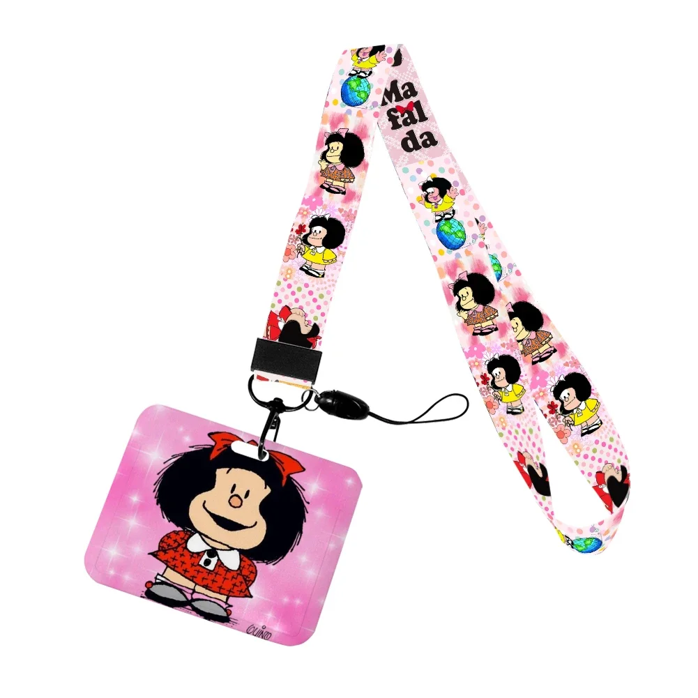 

Cartoon Cute Girl Dolls Horizontal ID Credit Card Cover Bus Card Holder Charm Badge Holder Personalized Gift Lanyards
