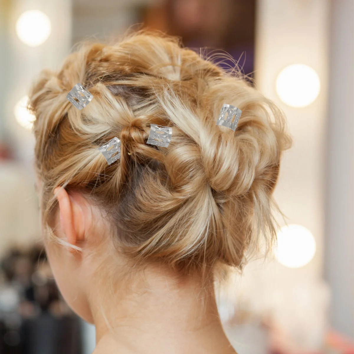 

200Pcs Metal Dreadlocks Hair Cuffs Hollow Braiding Beads Lightweight Hair Braid Rings Accessories for Women Men