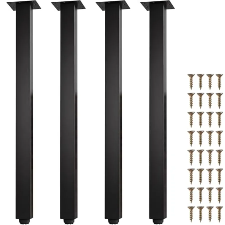 

Комплект из 4 прочных металлических ножек для стола, 28 дюймов, черные, прямоугольный дизайн, для скамьи, кофейного столика, проектов DIY