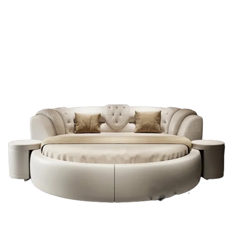 

European Style Large Double Bed Round Modern Minimalist Princess Double Bed Luxury Human De Dormitorio Bedroom Furniture