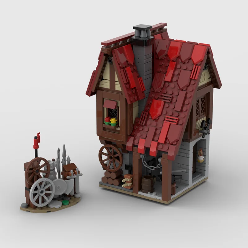 824 قطعة MOC حداد القرون الوسطى قرية قلعة نموذج اللبنات البناء لتقوم بها بنفسك هدايا عيد الميلاد لعبة إبداعية فكرة الاطفال #5