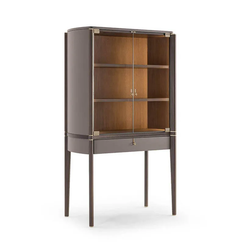 

Italian minimalist glass door wine cabinet locker light luxury integrated wall display cabinet living room modern simple wine ca