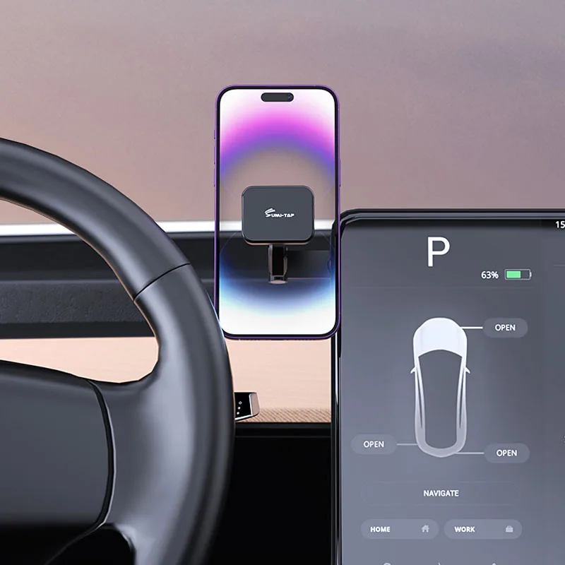 

For Tesla Model 3 & Y Car Phone Holder-Dash Vent Mount Memory lock Cradle/GPS Screen Hang Mount Simpl Touch Magnet Grip