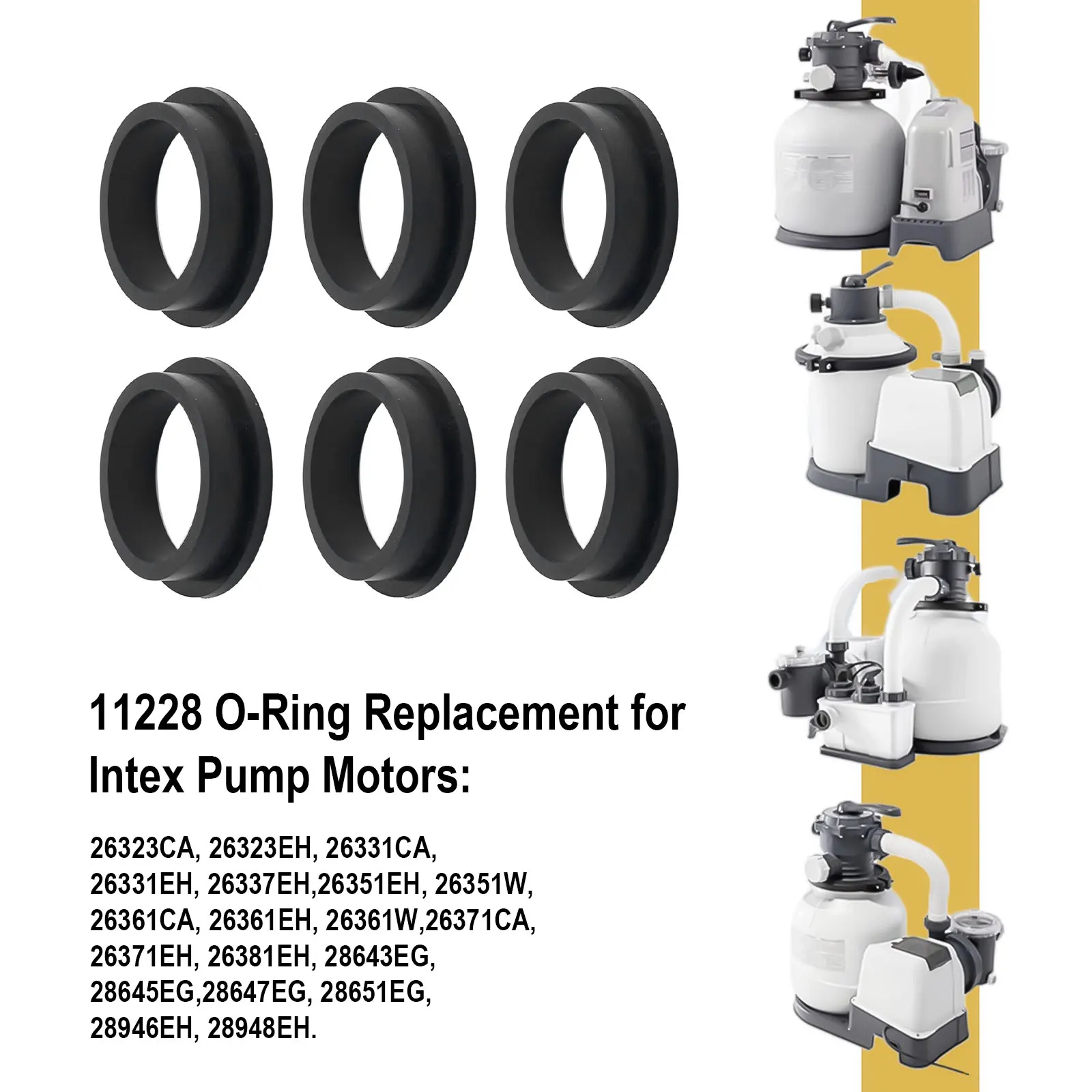 

6pcs For Intex Sand Filter Pump Motor 11228 O-rings Repair Pump Parts Motor Seals Water Pump Seals