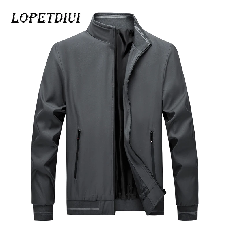 

2023 New Men Spring Autumn Fashion Casual Windproof Breathable Jacket Men Daily Business Solid Color Stand Collar Jacket Men