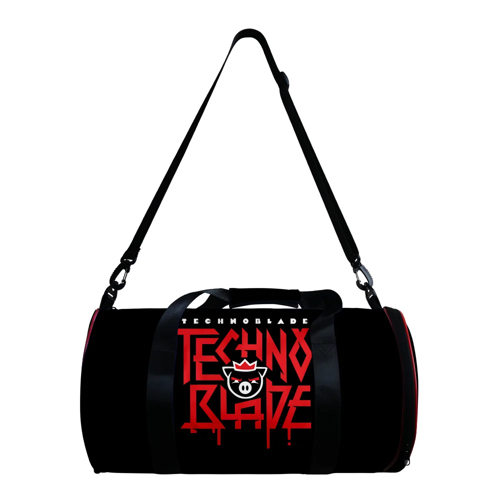 Harajuku Technoblade 3D Print Large Capacity Travel Bags Barrel Shape Crossbody Bag Boys Girls Outdoor Sports Bags Gym Yoga Bag