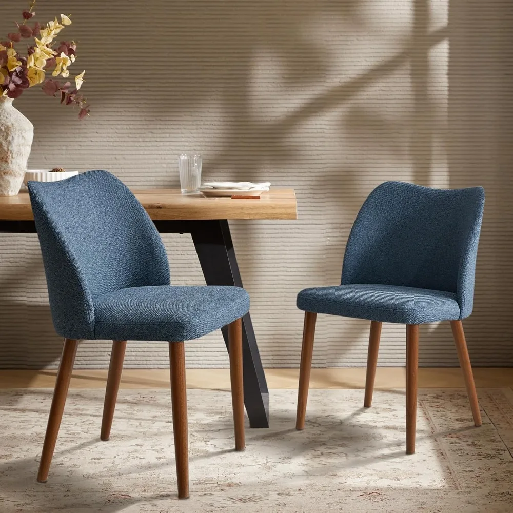 

Dining Chairs, Upholstered Kitchen Dining Room Chair Set Morden Accent Side Dinner Chair with Curved Padded Back Wood Legs