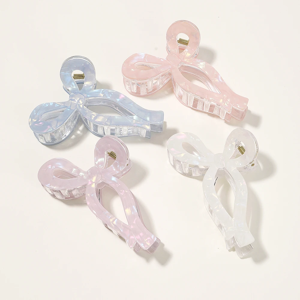 

New Solid Color Fashion Bow Shape Hair Claw Hair Clip Shark Clip Back of Head Women's Large Size Hair Accessories