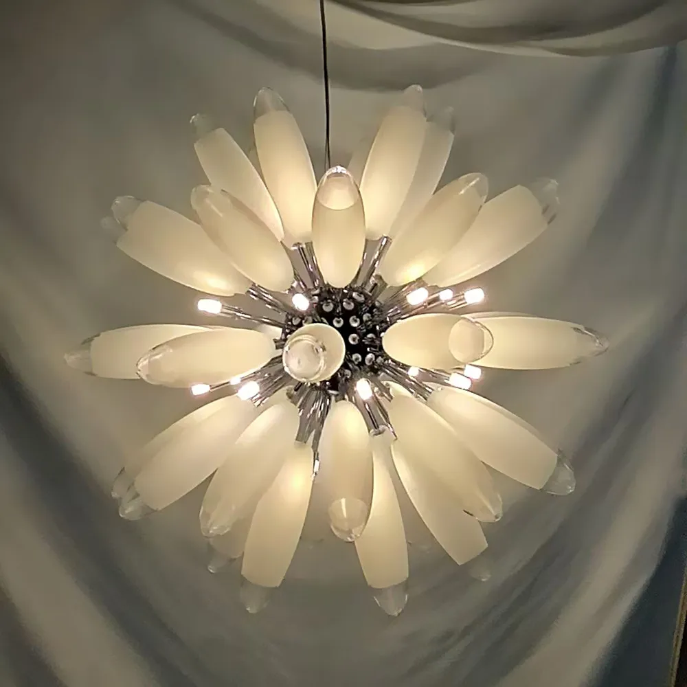 Flower Glass Chandelier Light Modern Creative Home Decor Hanging Lighting Fixture Kitchen Clear Frosted Glass Chandelier Lamp