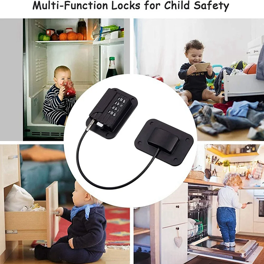 A04G-4 Pack Refrigerator Lock Combination Coded,Fridge Lock For Kids Safe, Child Safety Cabinet Window Locks, Baby Door Lock