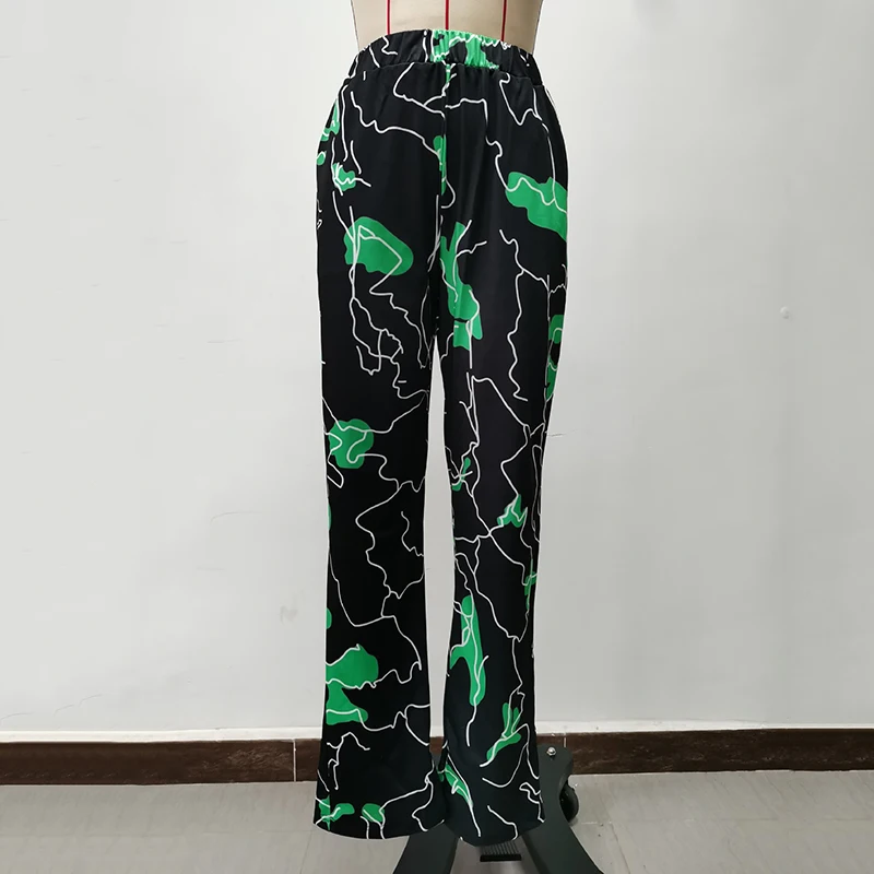 Y2k Hip Pop Pants Women Casual Loose Lightning Print Female Wide Leg Pant 2023 Spring Streetwear Elastic Waist Lady Long Trouser