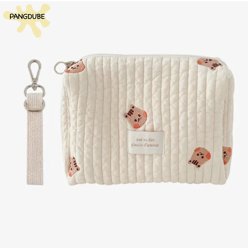 Pangdube bolsa bordada fofa para carrinho de bebê com gancho bolsa de fraldas de bebê para acessórios de bebê bolsa de mãe para coisas de bebê
