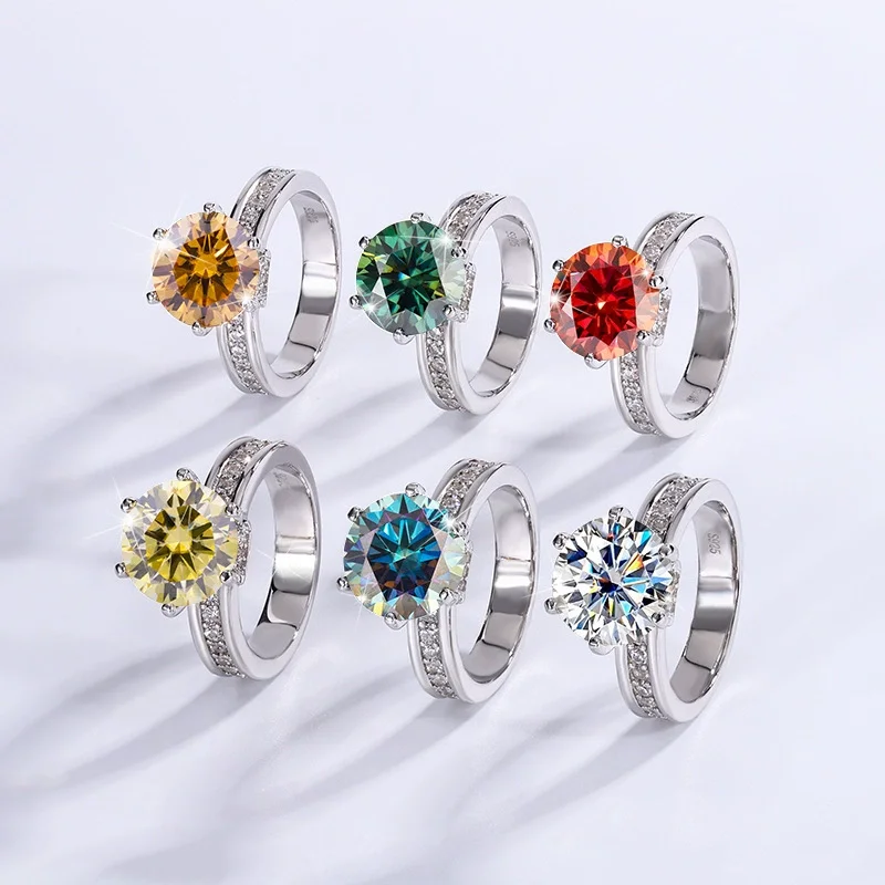 

ZFSILVER Серебро 925 пробы, модное изысканное модное роскошное кольцо с муассанитом, корона, лапа 6, кольцо для очарования, женские вечерние ювелирные изделия, подарок QCJ033