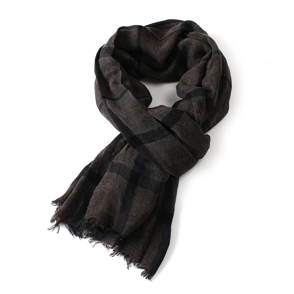 Mode Plaid Baumwolle Leinen Männer Schals Herbst Winter Warme männer Schal Kurze Quaste Bufanda Männlichen Zubehör Pashmina Schal – Detail 9