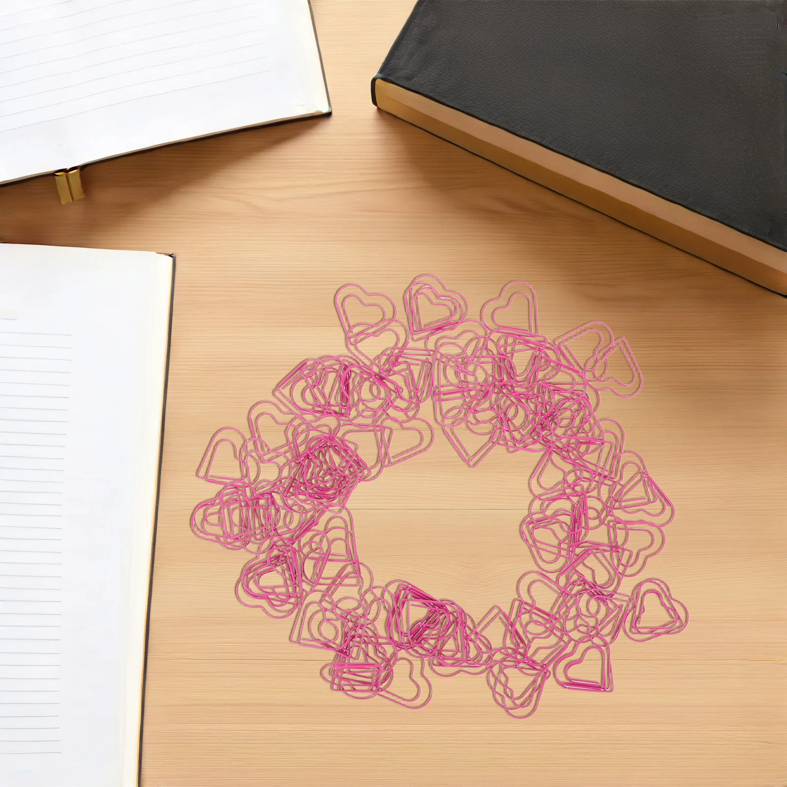 

100Pcs Love Heart Shaped Paper Clips Metal Decorative Office Stationary Scrapbook Clips Valentine Party Supplies