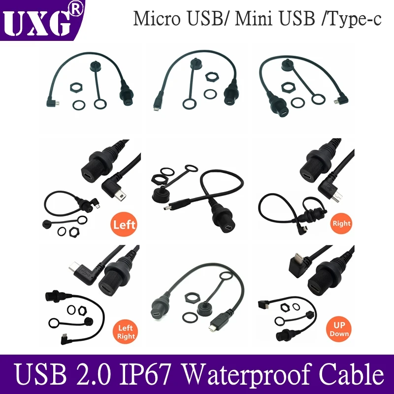 30cm Mini Wodoodporny Kabel USB 2.0 Type-C IP67 Męski na Żeński do Montażu Panelowego, Przedłużacz do Urządzeń USB 3.1 — zdjęcie produktu 6
