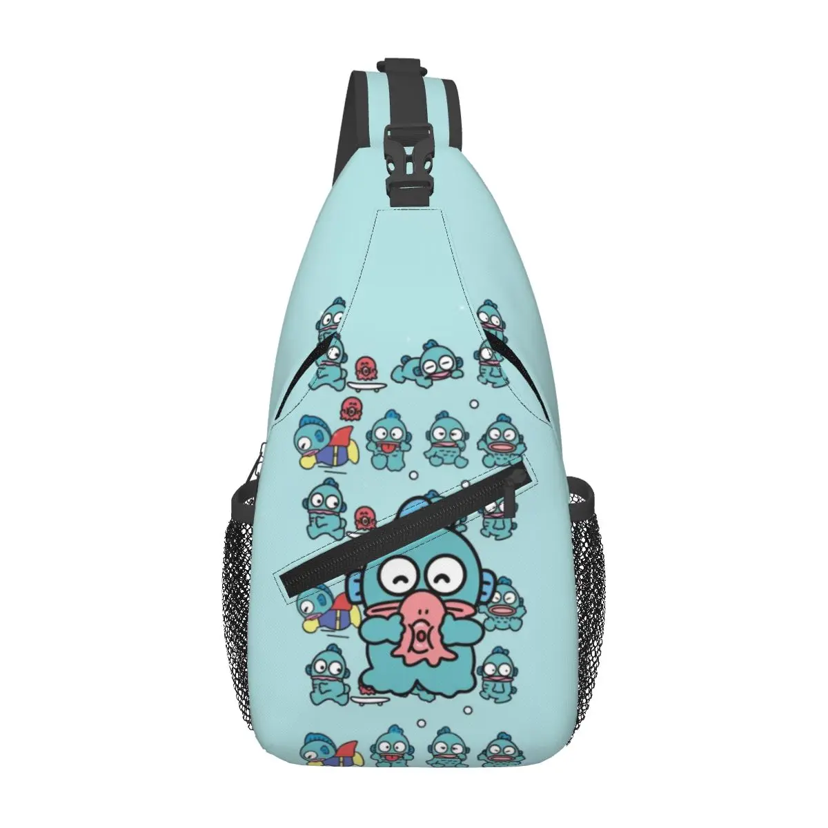 Custom Hangyodon Cartoon Pattern Shoulder Crossbody Chest Backpack Shoulder Chest Bags Sling Bag for Traveling Hiking Bags