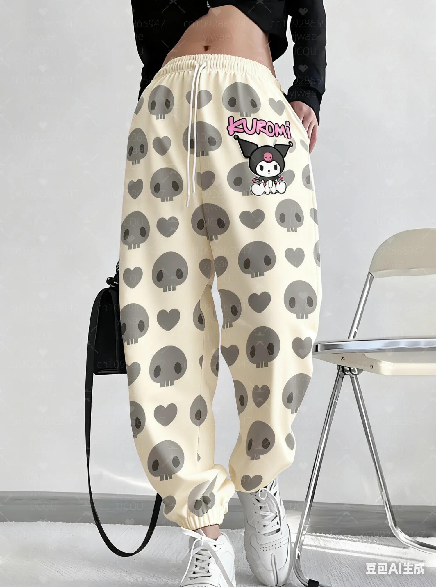 2025 Spring Autumn Casual Sanrio Kuromi Women's Jogger Pants Pink Hello Kitty Pants  Outdoor Men's Long Pants Trousers