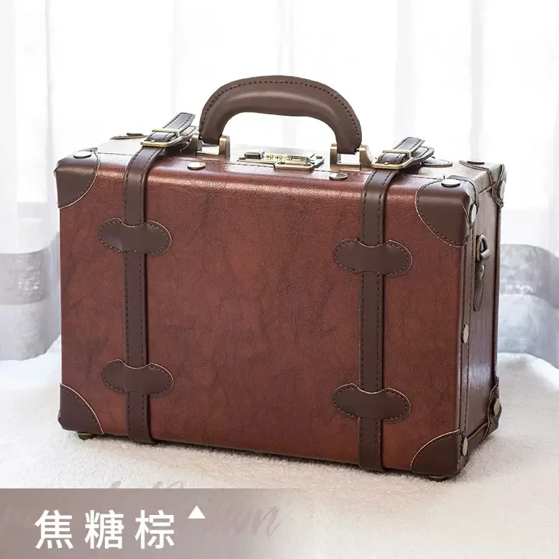 Retro Suitcase Desktop Sundries Document Storage Box Jewelry Treasure Box Wooden Box Photography Decoration Box Storage Box