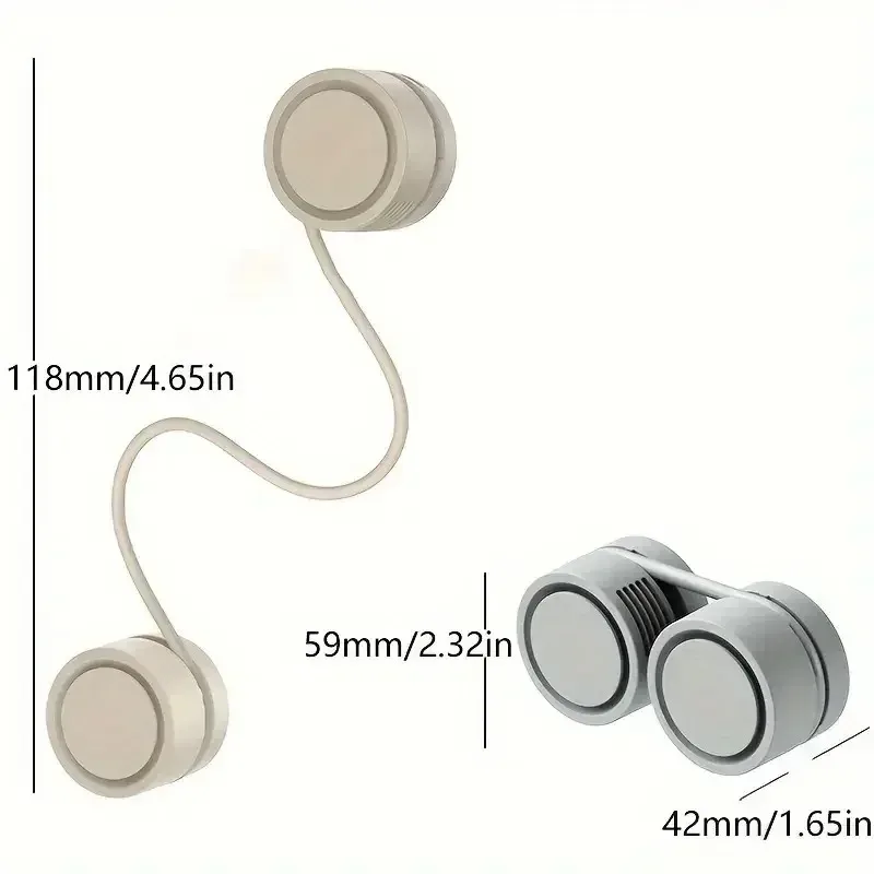 Freihändiger, blattloser Nackenventilator 360 °   Biegsamer, wiederaufladbarer, tragbarer 3-Gang-Kühler für Büro, Fitness, Reisen, für Männer und Frauen
