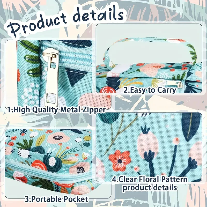 Bible Cover Case for Women 10'' Floral Carrying Book Case, 6 Pens, 72 Bible Tabs Bible Cover Bag Portable Book Cover