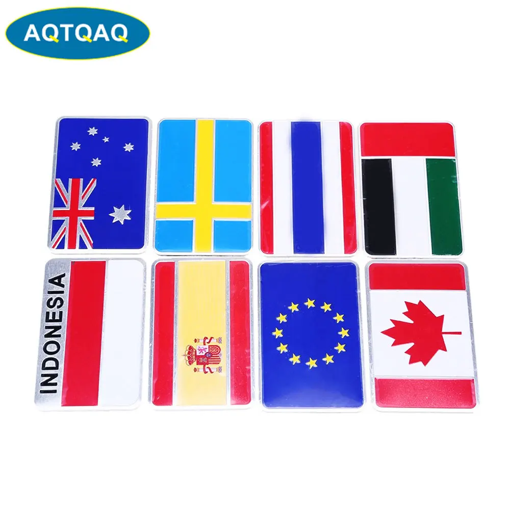 1 Pcs 3D Aluminum Alloy Italy Germany France Russia Australia England Switzerland Spain Map National Flags Car Sticker Car Styli