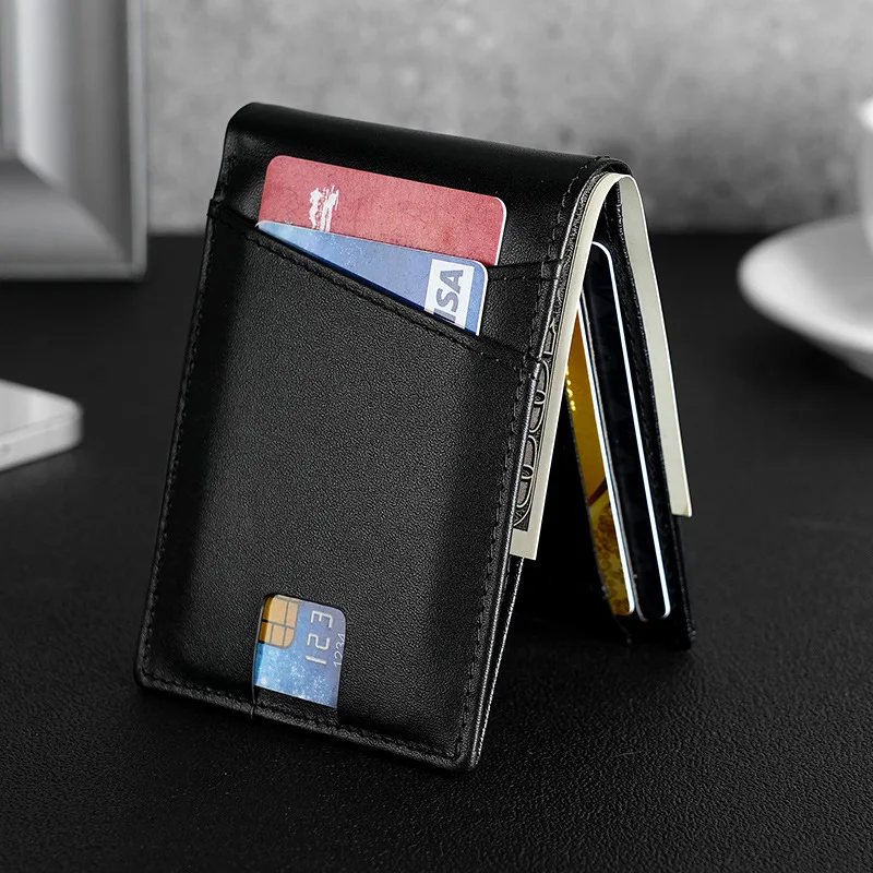 

Rfid Microfier Leather Luxury Men Wallets Money Bag Slim Thin Man Card Holder Wallet for Men Short Purse Male Vallet Billfold