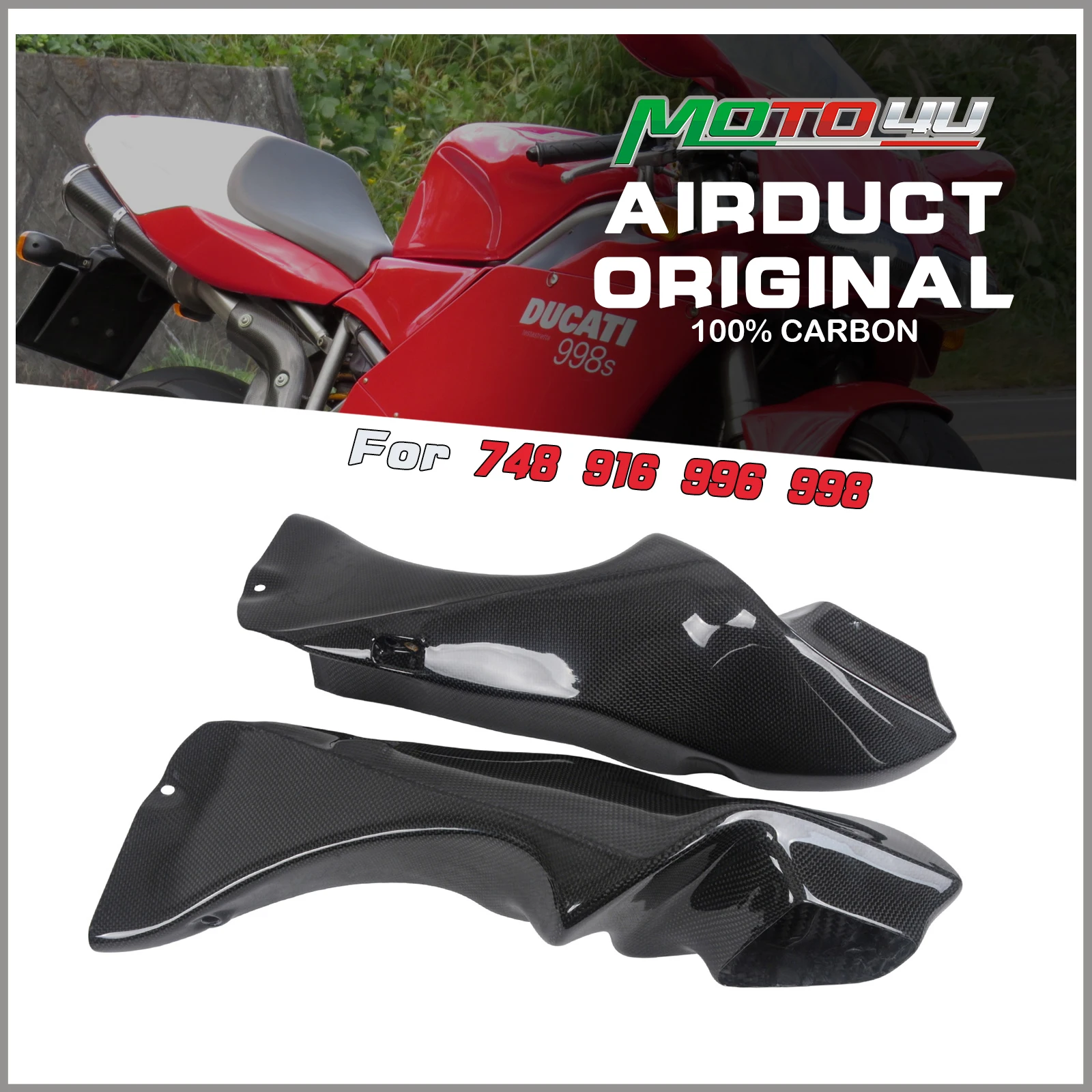 

Для Ducati 748 916 996 998 100% углеродное волокно воздухозаборные трубки 1 пара обтекатель мотоцикла воздуховод впускной канал
