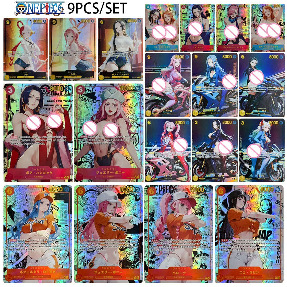 

One Piece DIY homemade 9PCS/SET Nami Vivi Yamato Perona Hancock Robin Wedding Dress Foil Texture Collectible Cards Holiday Gift