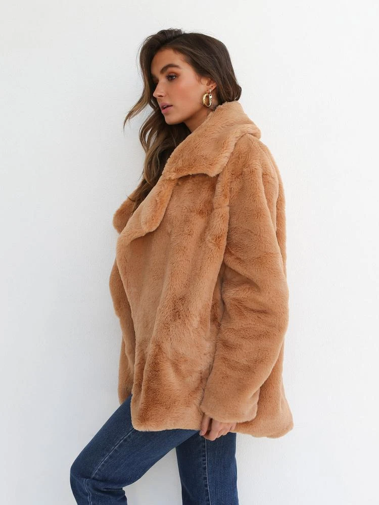 2024 Autumn and Winter New Women\'s Faux Fur Coat with A Loose Collar Elegant and Warm Cardigan Commuting Style Women\'s Coat