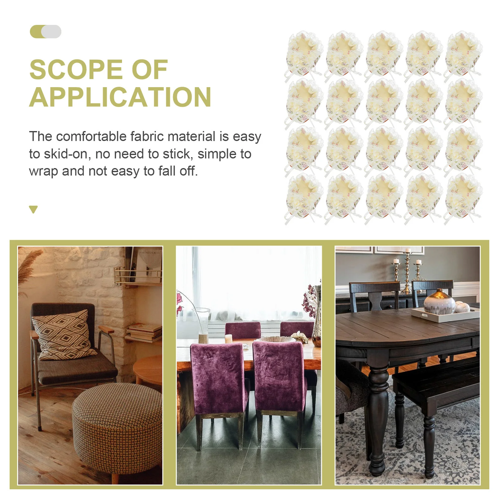 

24Pcs Chair Feet Covers Fabric Non-Slip Table Legs Pads Protective Caps Floor Scratch Preventers for Wood Ceramic Laminate