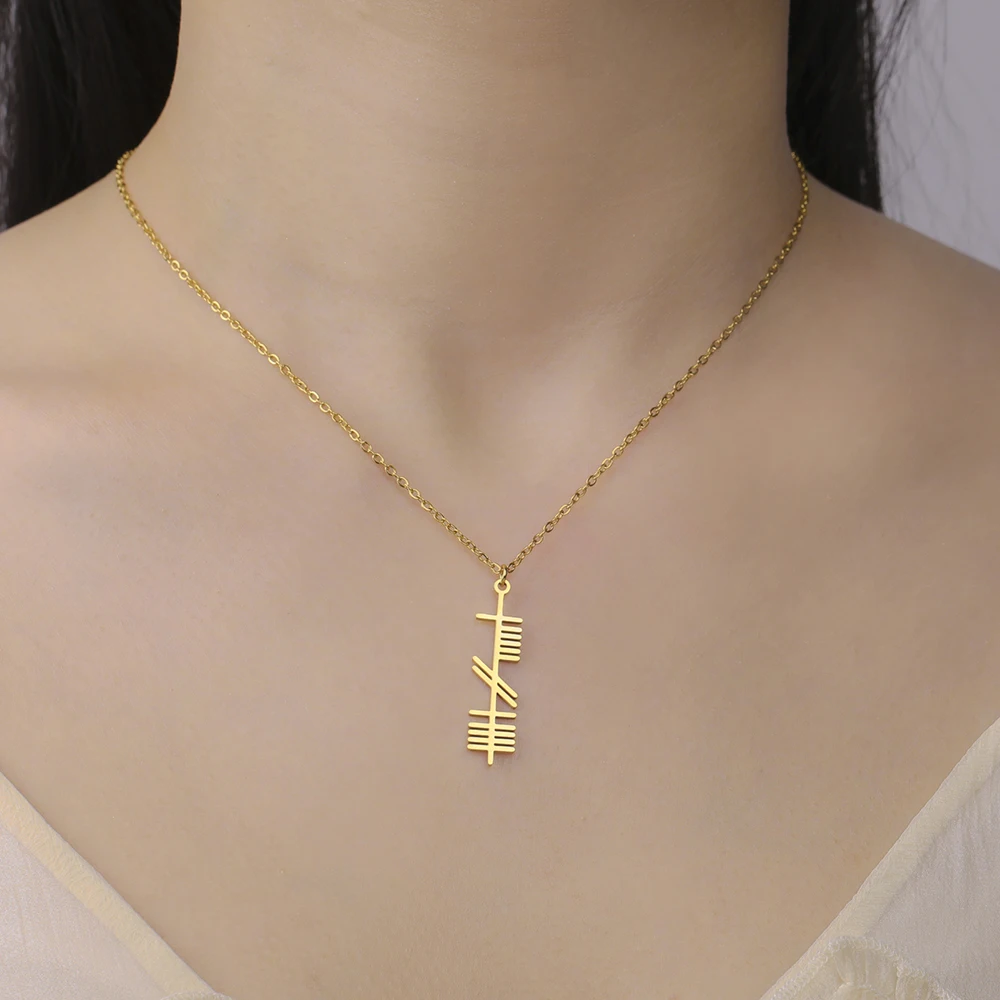 Dawapara Ogham Halskette Stärke Weisheit Liebe alten irischen Baum Alphabet nordischen Amulett Edelstahl Schmuck – Detail 8