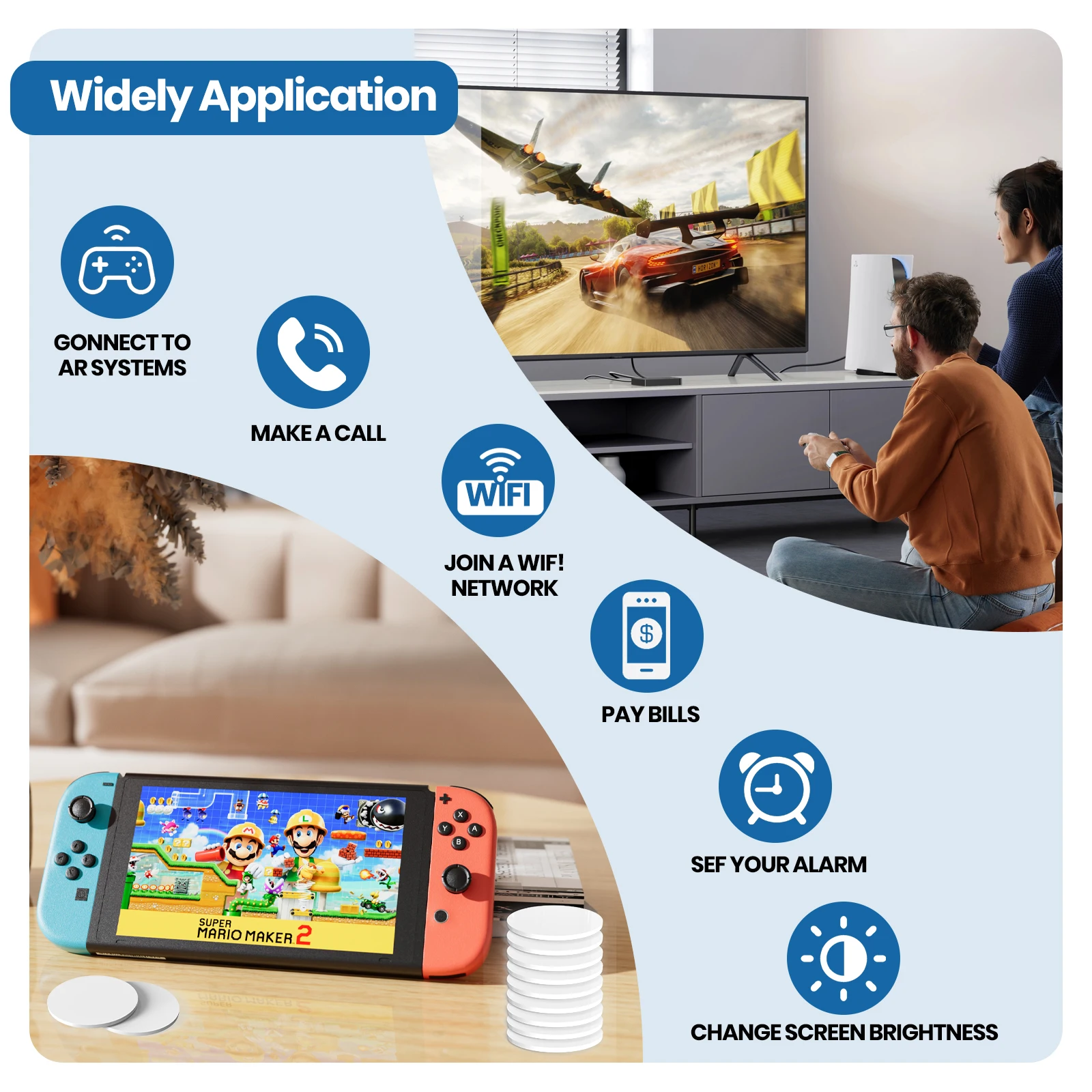 Blank NFC Tags NTAG215 Coin Cards Rewritable NFC Game Character Cards 25mm 504 Bytes Memory Compatible with All NFC Enabled