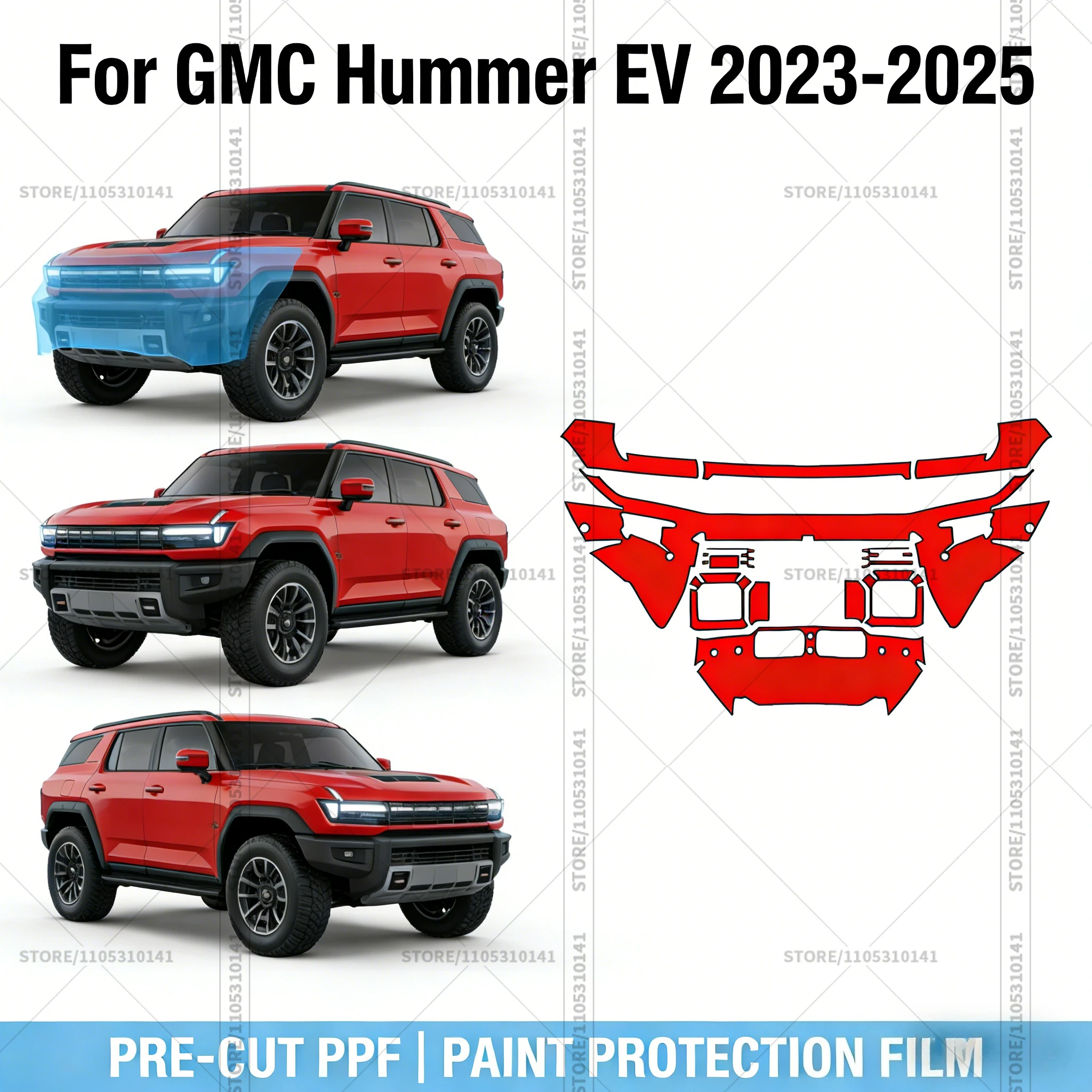 

Pre-Cut Paint Protection Film PPF Transparent Car Film Professional Automotive PPF Front Bumper For GMC Hummer EV 2023-2025