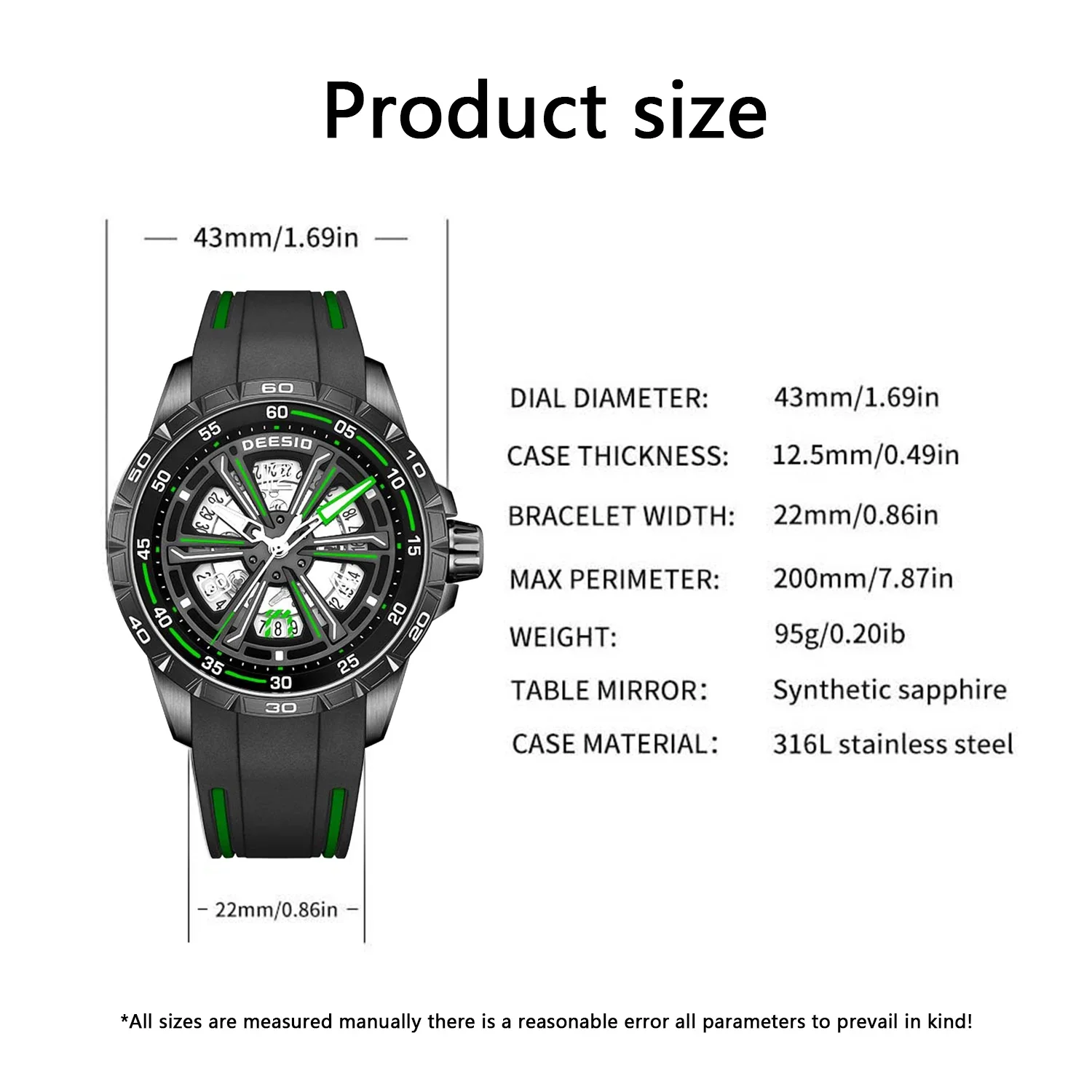 ดีซิโอ เมน'นาฬิกาจักรกลอัตโนมัติสแตนเลสกันน้ำเรืองแสงแสดงวันที่นาฬิกาข้อมือกีฬาลำลองของขวัญสำหรับผู้ชาย