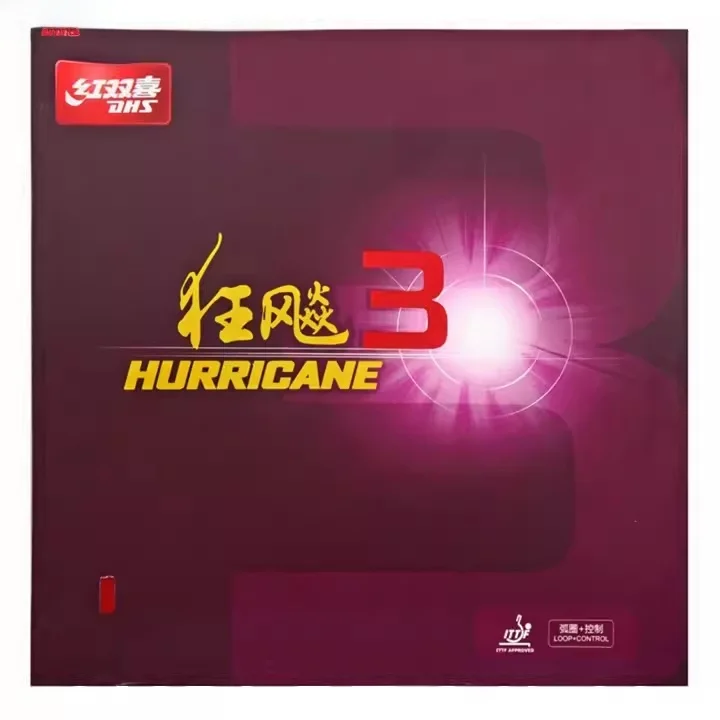 red-double-happiness-hurricane-3-rubber-cover-for-pong-paddle-back-rubber-thick-sponge-fast-attack-arc-circle-light-attack
